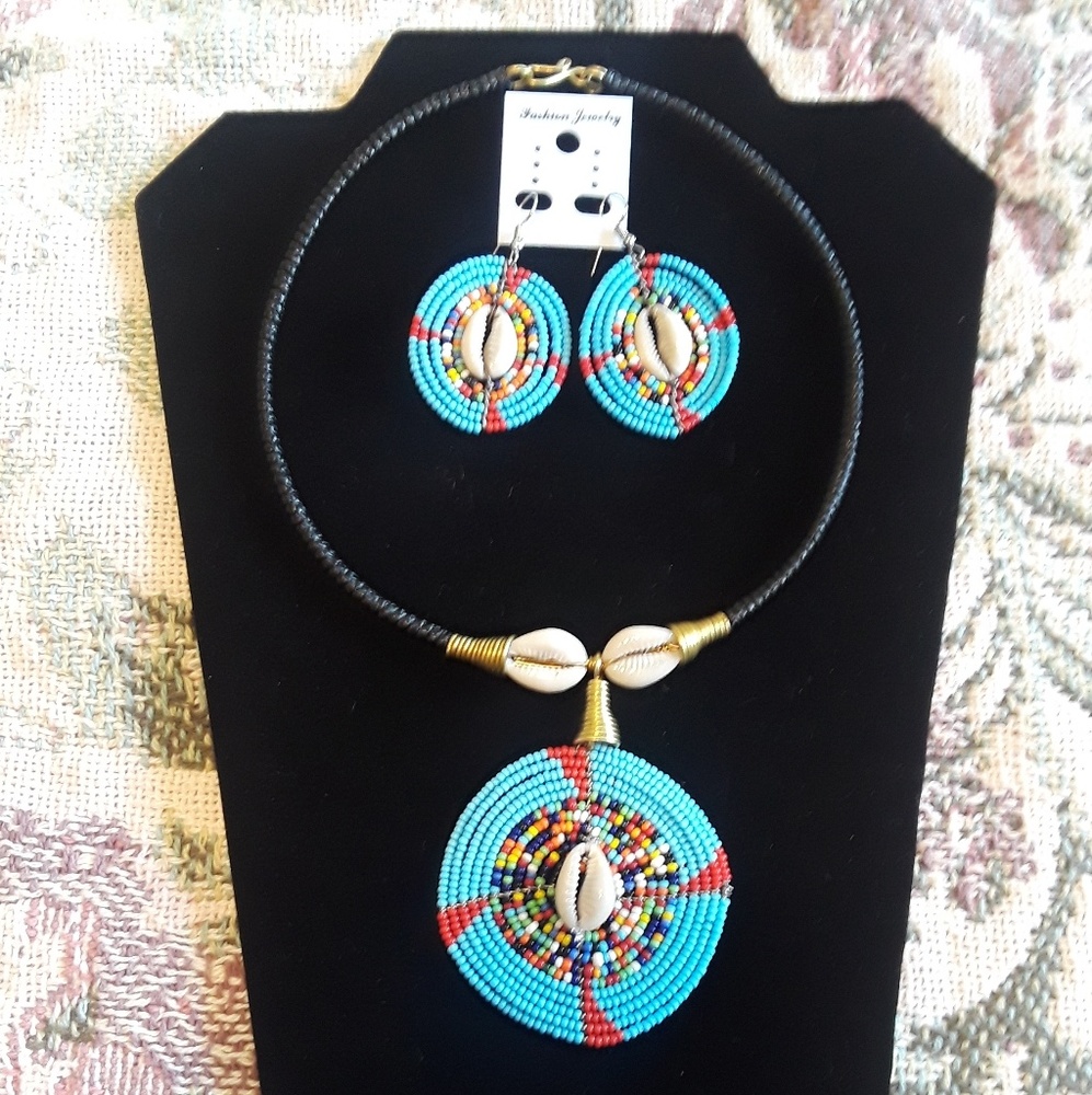 Handmade African Necklace Choker & Earring Set
